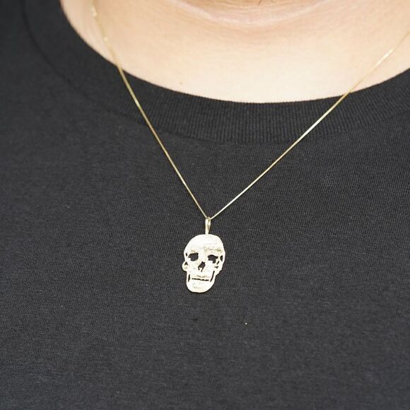 14k Solid Gold Skull Charm | Birthday Gift | Fine Jewelry | Skull Pendant | - Picture 5 of 5